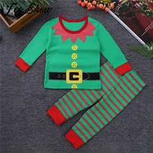 Рождественская Пижама для мальчиков Детский эльфийский костюм Санта Клауса Пижама детская зимняя Рождественская одежда для сна пижамная одежда с длинными рукавами