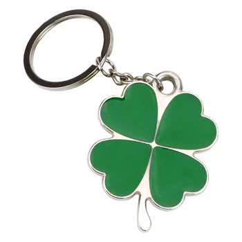

Lucky Key Chain Car Keyring Steel Stainless Green Leaf Keychain Purse Bag Pendants Four-leaf Clover Key Rings Car Styling