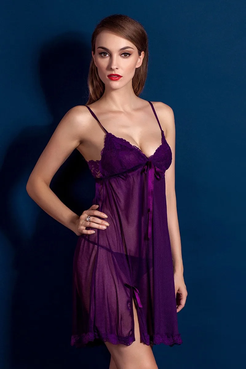Фиолетовые черные женские сексуальные соблазнительные ночные рубашки, кружевные ночные рубашки с цветами, романтические ночные халаты Adytum