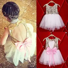 summer dress 2016 wholesale sequins dress baby flower girl dress party gown bridesmaid dresses backless sleeveless sundress