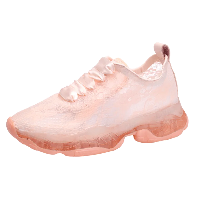 

New Korean Version of The Summer Breathable Super Fire Lace Off White Shoes Sports Tide Women Sock Sneakers Women Walking Shoes