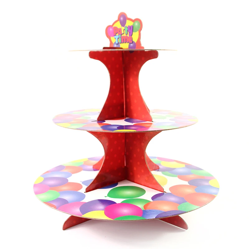 3 Tier Kids Birthday Party Paper Dessert Cake Stand Balloon Cupcake Display Stand Cake Holder