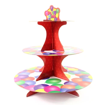 

3 Tier Kids Birthday Party Paper Dessert Cake Stand Balloon Cupcake Display Stand Cake Holder Tools