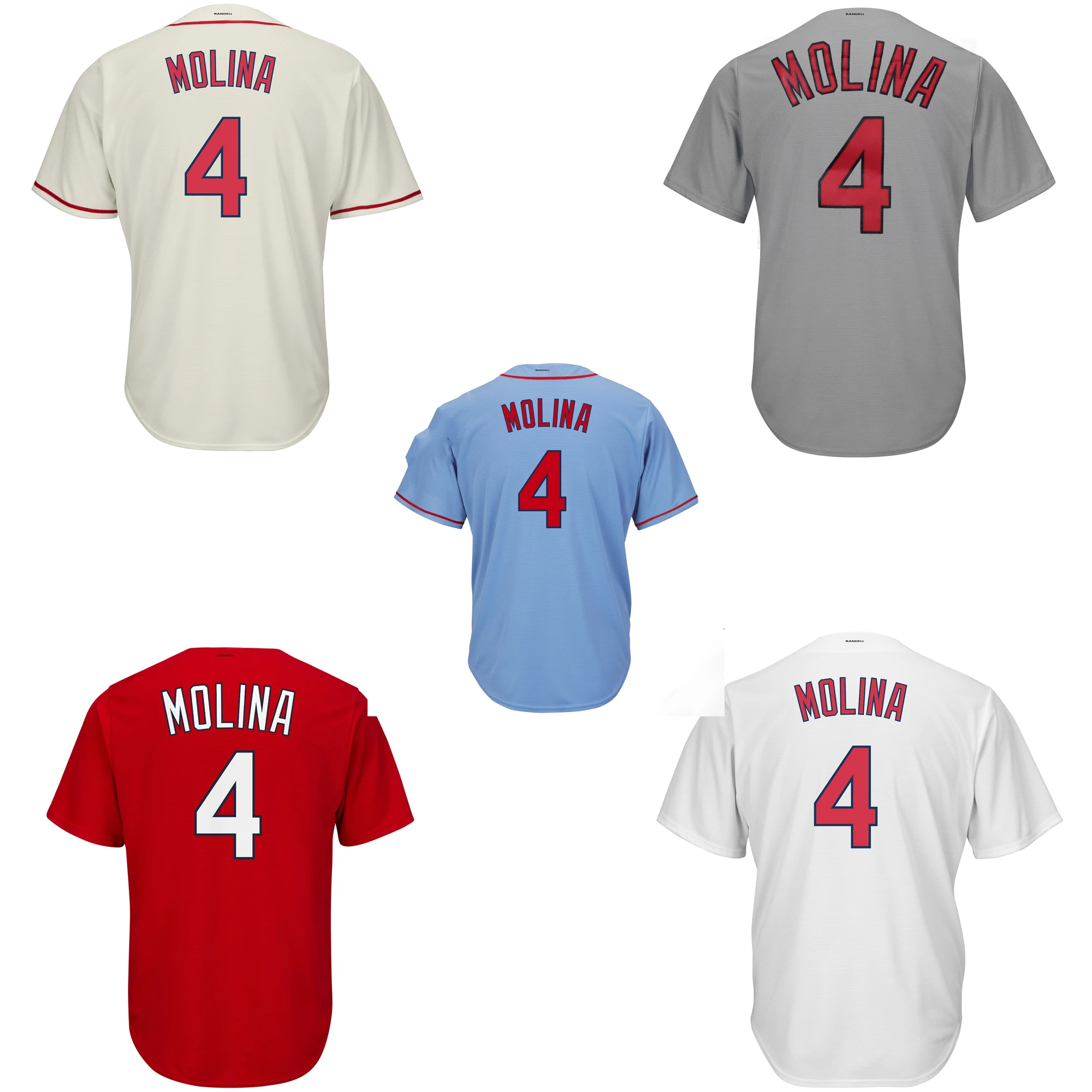 

4 Molina Jersey Men's Baseball Jerseys St. Louis White Blue Red Cream Grey