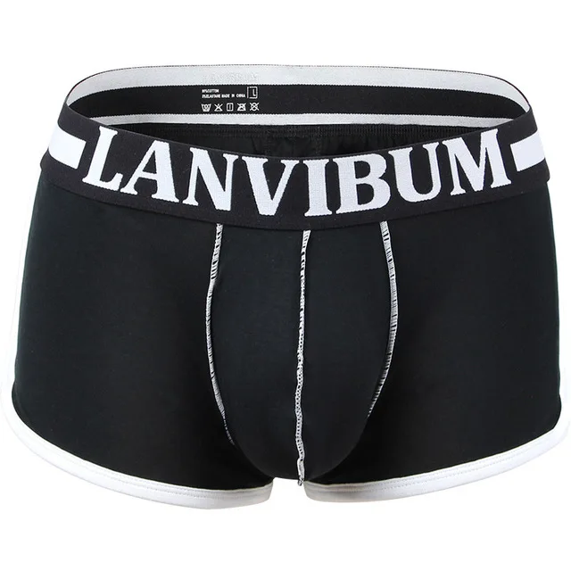 Black Mens Underwear Cotton Big Short Breathable Solid Flexible Shorts Homewear Shorts Cueca Shorts Slips - Цвет: Black