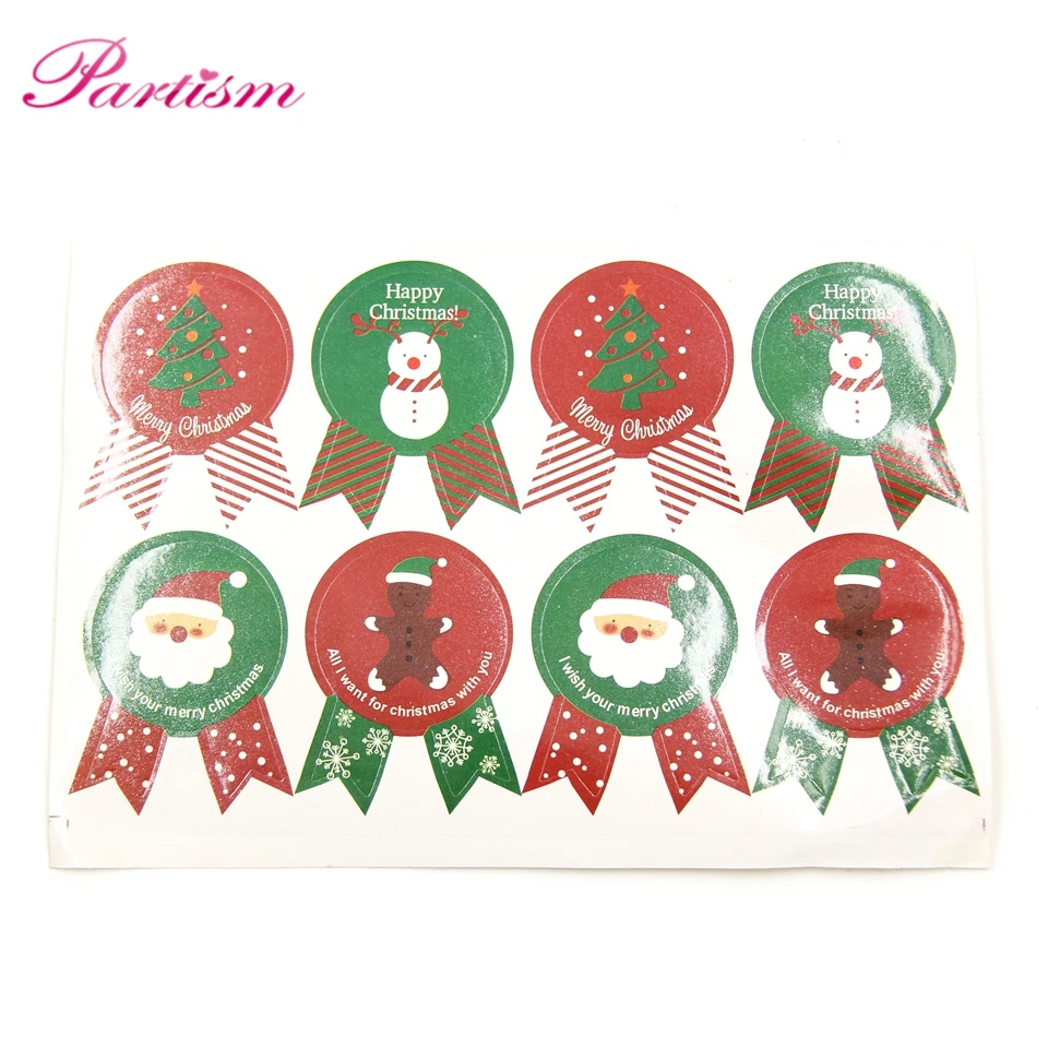 80PCS Christmas Stickers Santa Claus&ampTrees Paper Bag Cookie&ampCandy Label Sticker DIY Party Decoration | Дом и сад