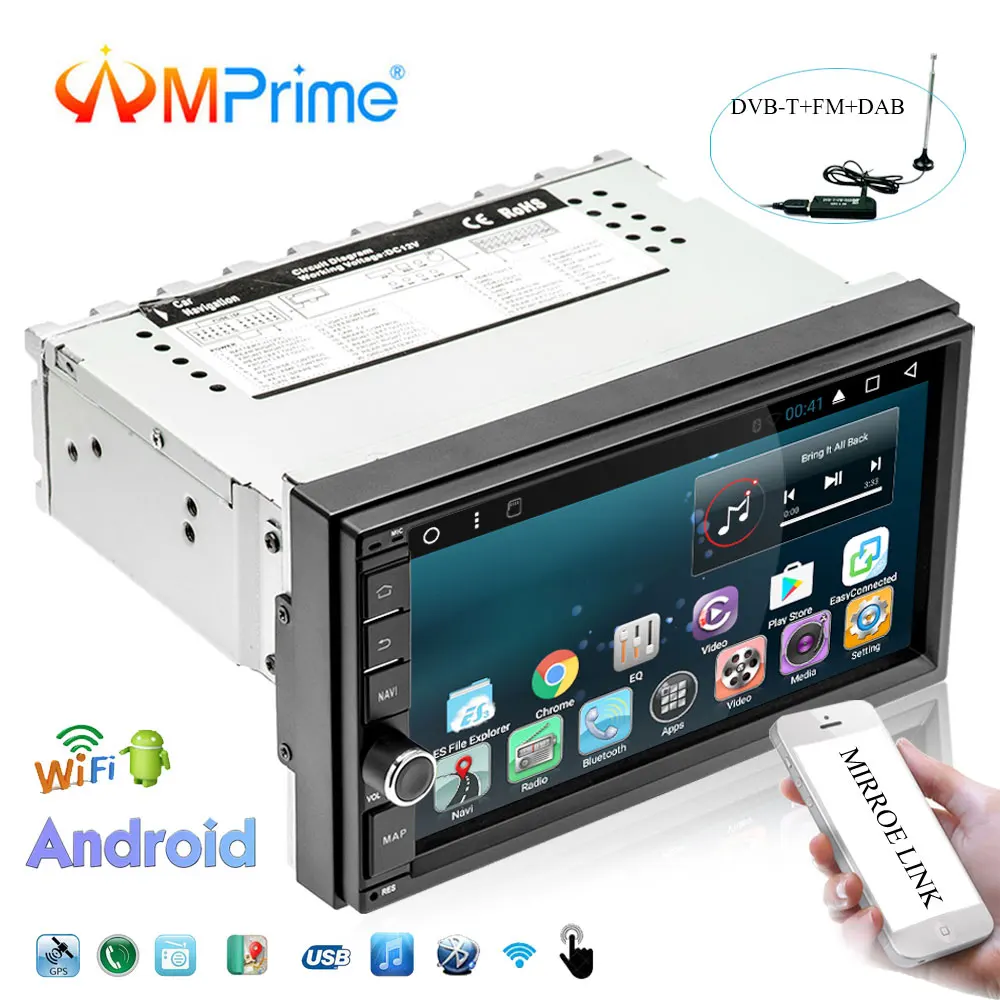 AMPrime 2 Din Car Radio GPS Android 7.1 GPS Navigation Autoradio 7inch