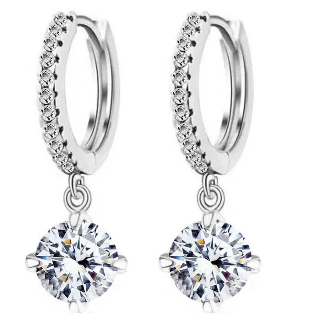 

silver gold circle earrings zircon rhinestones earrings best gift jewelry 2901