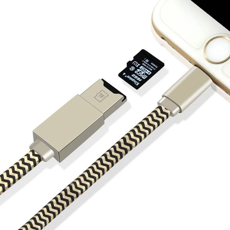 NEW USB cord Data charge Cable Reader 2in1 Adapter For Micro SD TF Card for iPhone