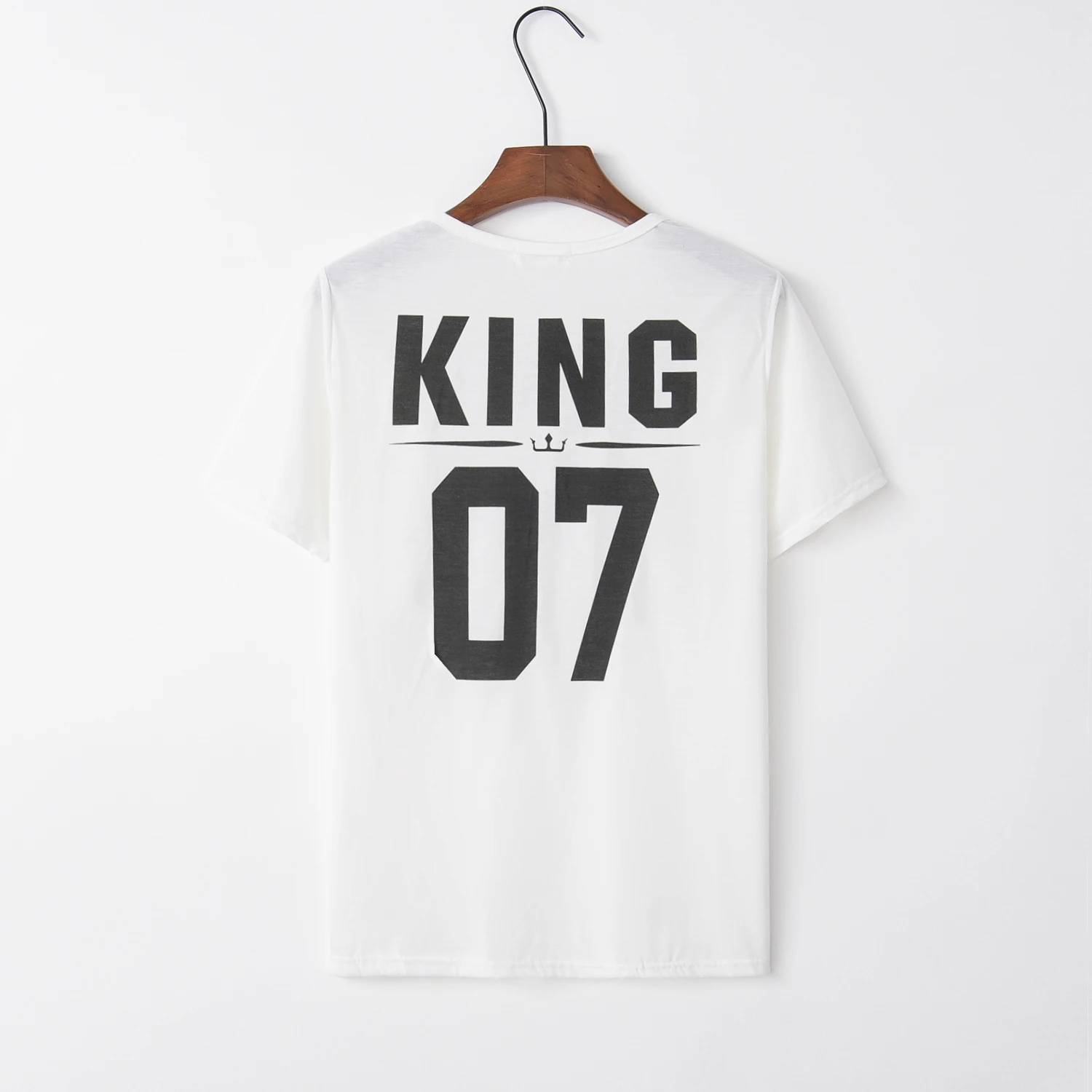 buy New 100% Cotton Matching T shirt King 07 Queen 07 Prince Princess Letter Print Shirts,Casual Men Women Lovers Tops Newborn