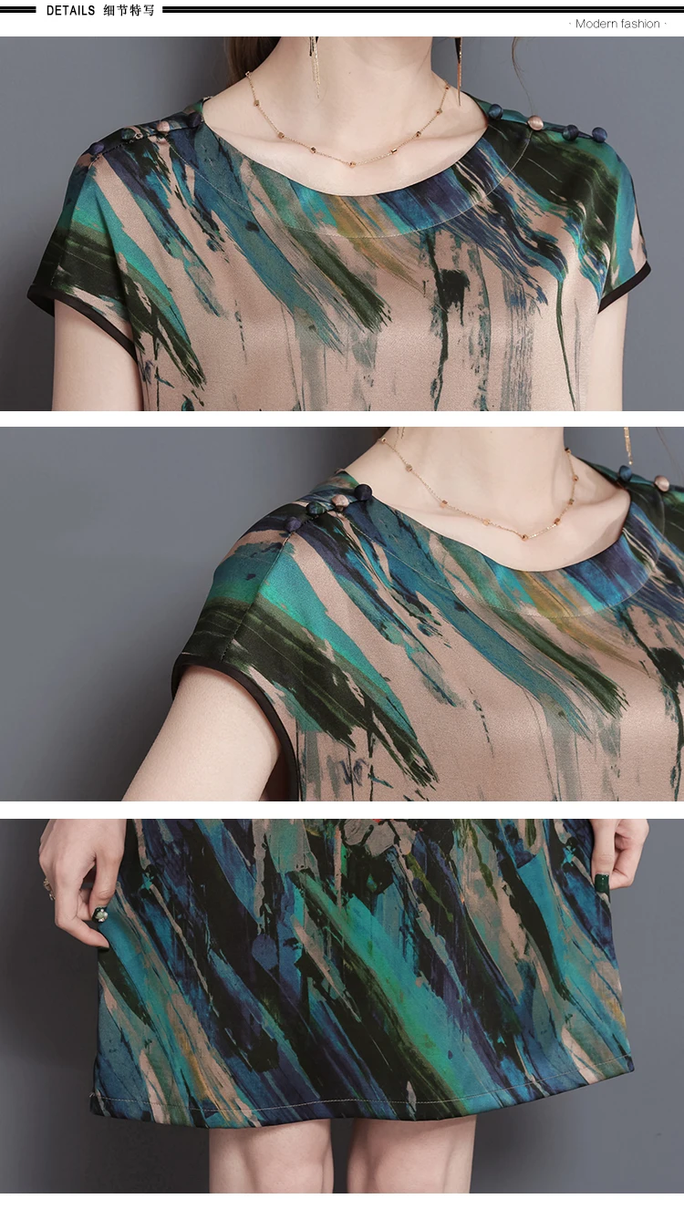 Платья большого размера из натурального шелка летнее женское Ретро роскошное Длинное свободное платье размера плюс с цветочным принтом из натурального шелка L-4XL A362