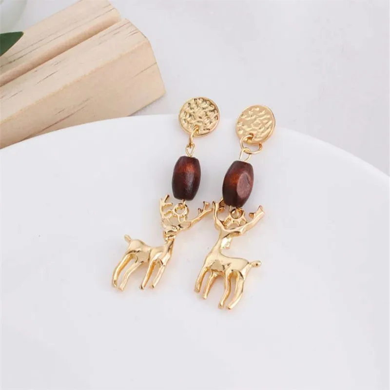 WoodenBeadCleverDeerEarringsDelicateFemaleStatementDrop