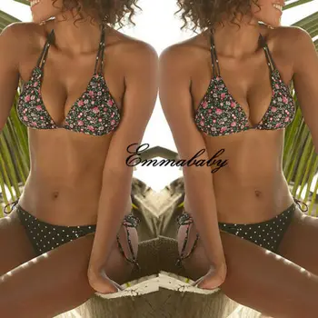

Sexy Summer Women Floral Bikini Set Push-up Padded Bra Swimsuit 2019 New Bandage Swimwear Triangle Swimming Suit Tankini