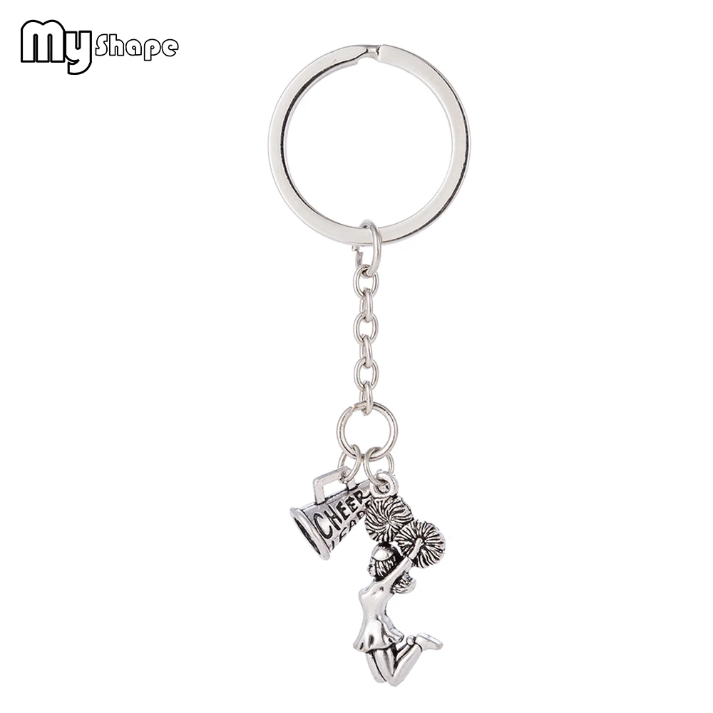 

My Shape Sporty 3D Silver Horn Cheering Girl Pendant Key Chain llaveros Metal Charms Keyring Car HandBag Purse Keychains Women