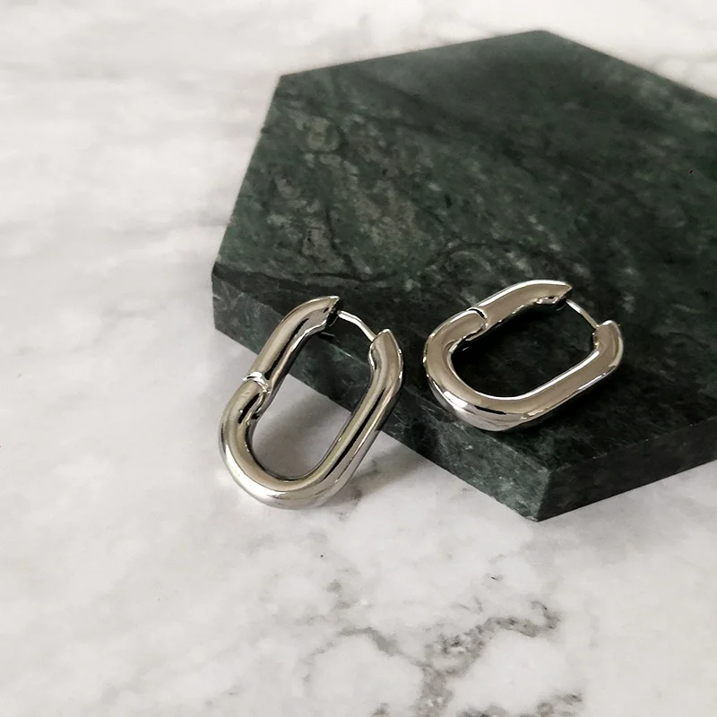 Silver Peri'sBox французские золотые шикарные о-образные серьги-кольца женские массивные обручи геометрические латунные серьги минималистичные - Окраска металла: Silver