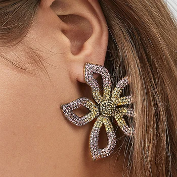 

JURAN New Design Charm Multicolor Rhinestone Stud Earrings for Women Flower Trendy Crystal Earrings Jewelry Brinco Girls Gift