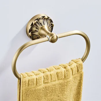 Antyczny okrągły wieszak na ręcznik Vintage Brass Luxury Bronze łazienka z wanną wieszaki na ręczniki wieszak na ręczniki wieszak na akcesoria do kąpieli w kuchni tanie i dobre opinie TUMBLR CN (pochodzenie) Miedziane NONE Towel Ring BRĄZ Pierścienie ręcznik Black Bronze