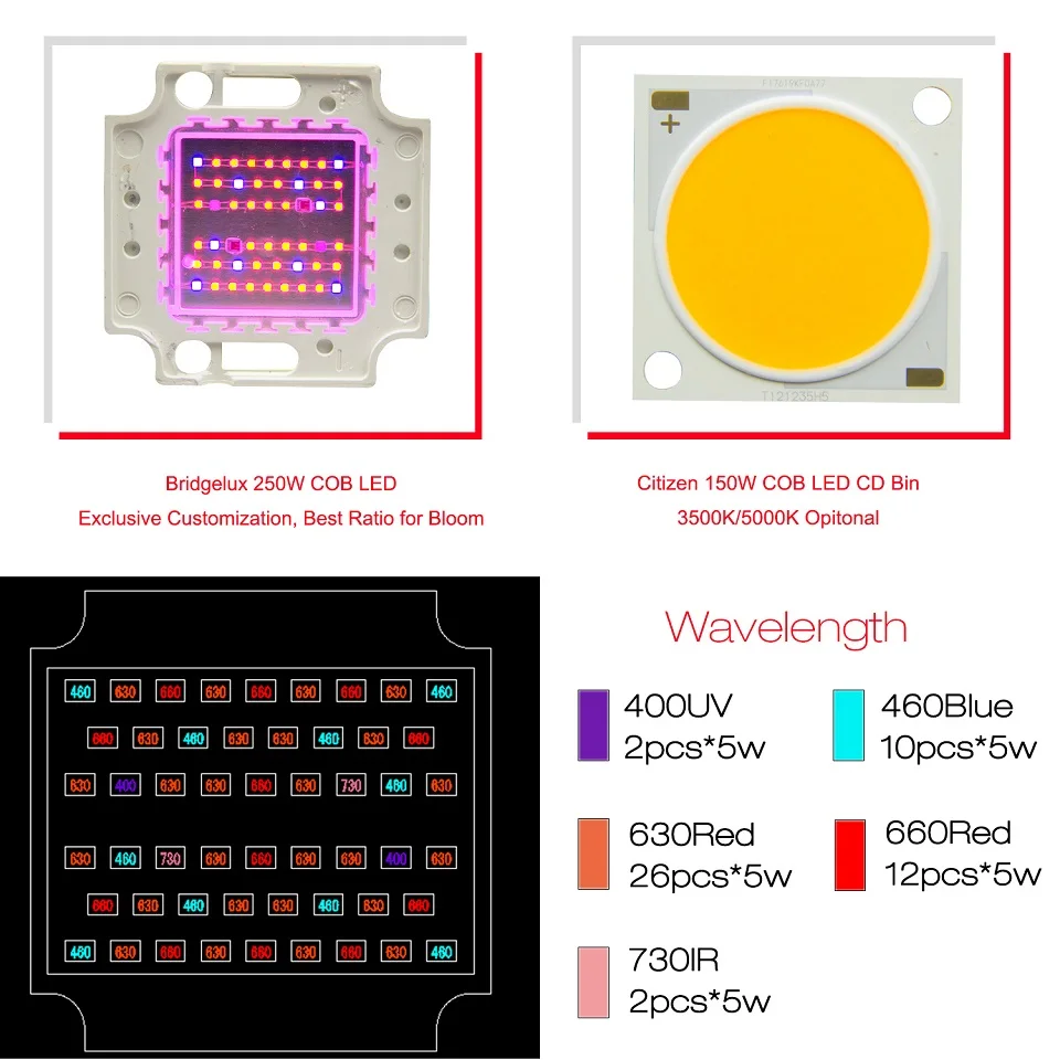 Затемняемый полный спектр LED Grow Light 800 Вт Citizen Bridgelux COB Крытый Гидропоника теплицы