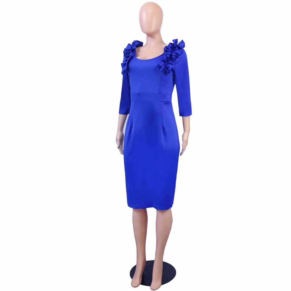 Стиль африканская женская одежда Дашики Мода эластичный высокий материал чистый цвет плюс размер платье L XL 2XL 3XL 4XL 5XL 7071