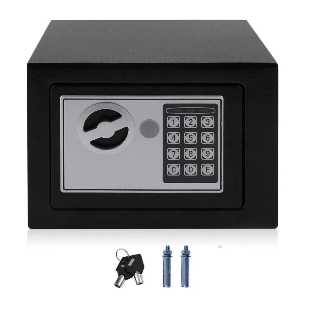 Твердый стальной электронный сейф с Блокировка цифровой клавиатуры 4.6L мини запираемый денежный ящик для хранения наличных ювелирных изделий чехол для хранения