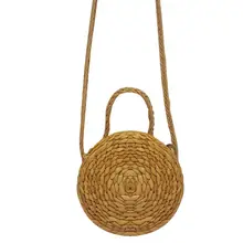 

Bohemian Style Handmade Rattan Woven Beach Bag Woven Circular Straw Braided Storage Bag Single Shoulder Bag Handbag Organizer