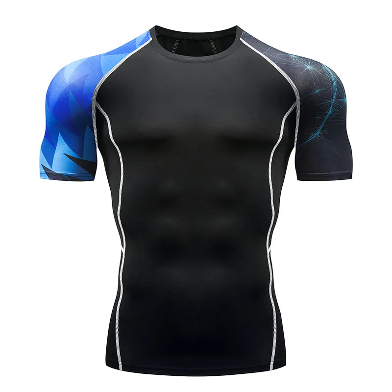 

2019 new fashion men's compression T-shirt new 3D printing super hero men's tight-fitting T-shirt men's fitness shirt