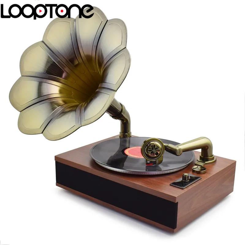 Looptone Trasmissione A Cinghia 33 45 78 Rpm Antico Grammofono Giradischi Disco Giradischi In Vinile Fiore Di Rame Corno 3 Built In Altoparlanti Turntable Speaker Speaker Speakerspeaker 3 Aliexpress