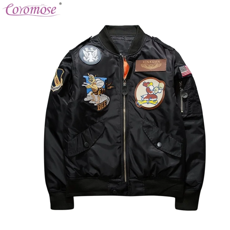 Coromose Men Bomber Flight Pilot Jacket Thin Navy Flying Coat Military ...