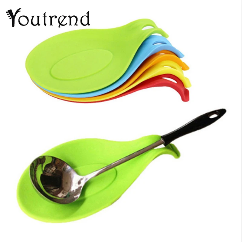 

1Pc Silicone Spoon Insulation Mat Silicone Heat Resistant Placemat Drink Glass Coaster Tray hot sale Spoon Pad Kitchen Tool