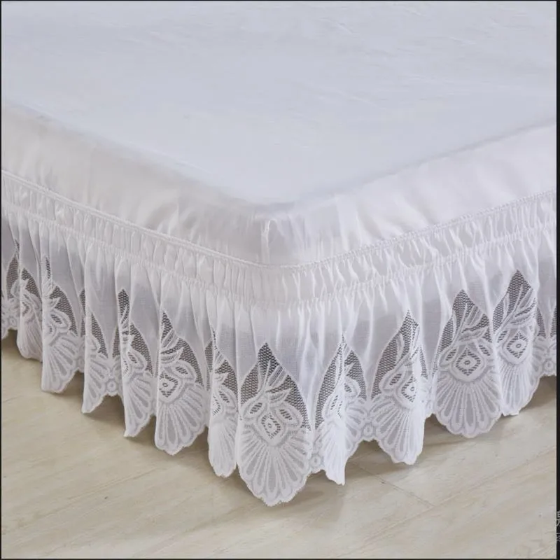 Solid color lace princess without bed surface elastic band bed skirt twin full queen king size bedspread free shipping