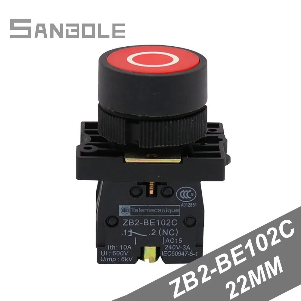 

Press Self-reset Button Round Switches XB2-EA4322 Red Flat Head Reset Button Switch Ring Sign ZB2-BE102C One Often Close
