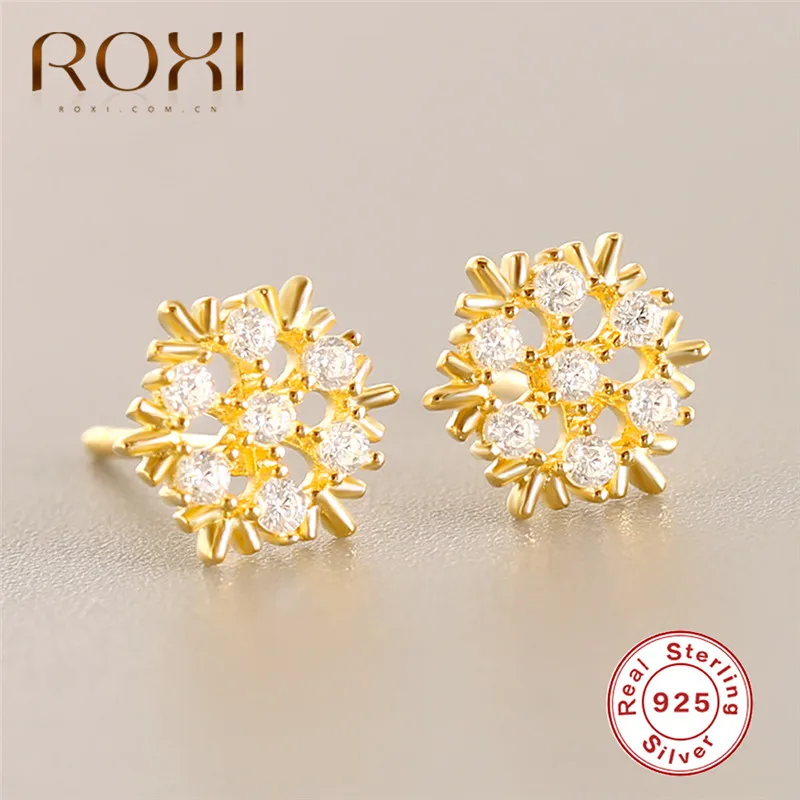 ROXI белые циркониевые кристаллы цветок серьги гвоздики женские Brincos свадебные серьги 925 серебряные серьги корейские детские ювелирные изделия