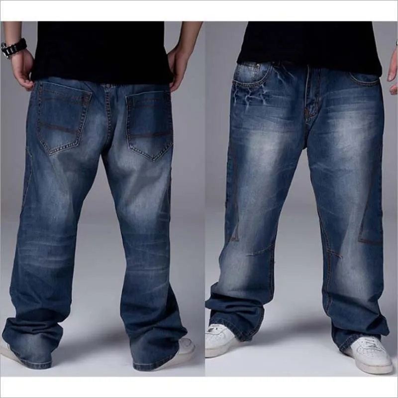 Plus Size Men Jeans Men's Denim Pants Loose Hip-hop Skateboard Jeans Straight  Trousers Nutty