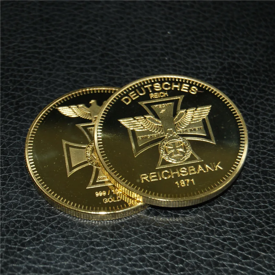 24KT Bullion German Coin 24K Gold Plated Clad DEUTSCHES EAGLE REICHSBANK 1871 Germany Round Coins (16)