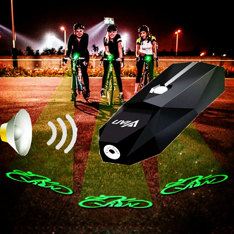 Flash Deal Intelligent LED Bicycle Laser light with Laser Beams Logo projector Version light for bike  MTB Road Bicycle Bike Bell Loud horn 0