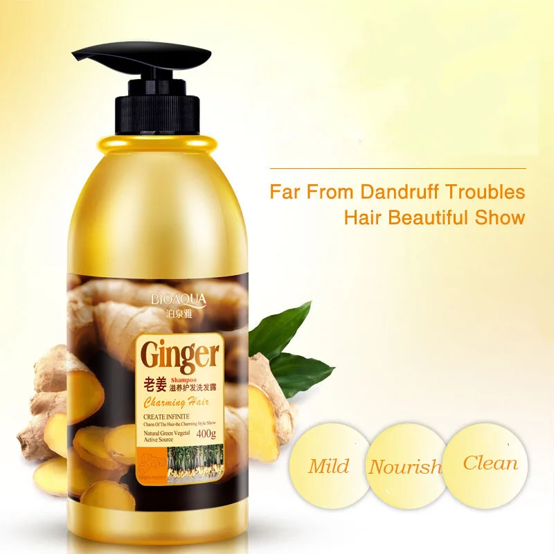 BIOAQUA 400ML Natural Ginger Shampoo Without Silicone Oil Deep Cleaning Dandruff Nourishing Oil-Control Itching Health Hair Care BIOAQUA 400ML Natural Ginger Shampoo Without Silicone Oil Deep Cleaning Dandruff Nourishing Oil-Control Itching Health Hair Care