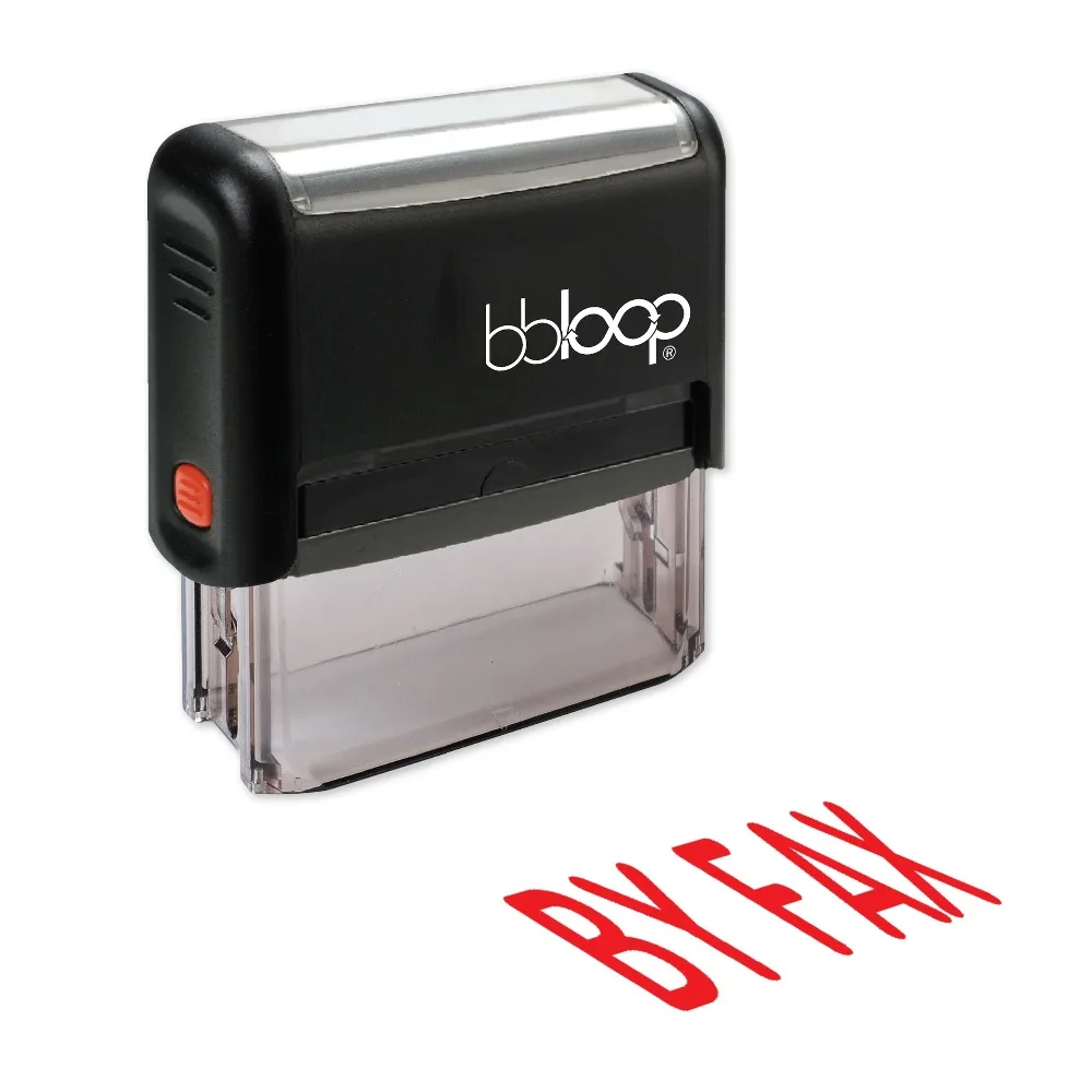 BBloop "BY FAX" Self Inking Stamp, Rectangular, Laser Engraved, REDin