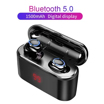 

Wireless Bluetooth Headset Earphone Dual U-type in-ear TWS Bluetooth 5.0 Earbuds with Digital Display Charging Case Power Bank