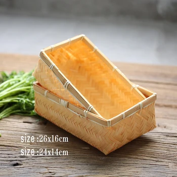 

High Quality Bamboo Basket Handmade Vintage Weave Baskets Receive Vegetables Food for Multi Function Photography Studio Props