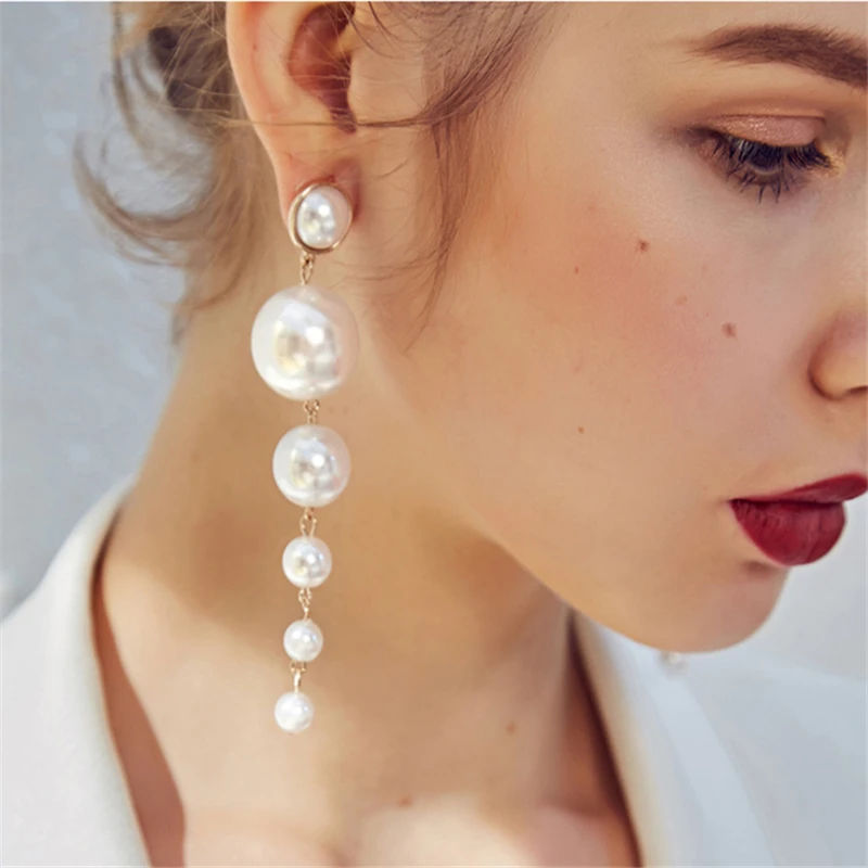 Fashion Pearl Pendant Daily Gift Lady Temperament Earrings |