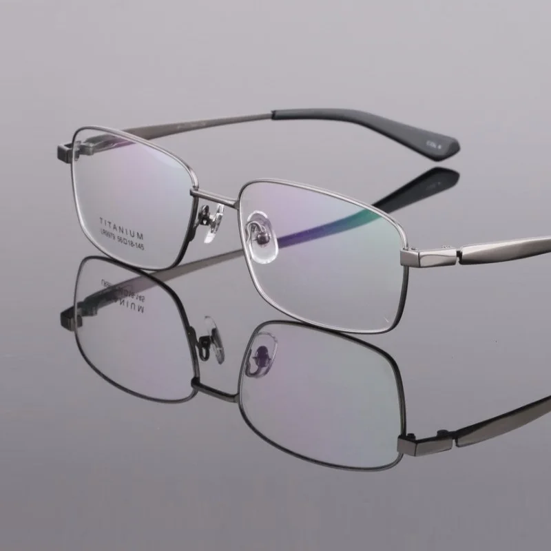 Width 145 Pure Titanium Glasses Frame Men Half Rim Eyewea Classic Square Optical Myopia