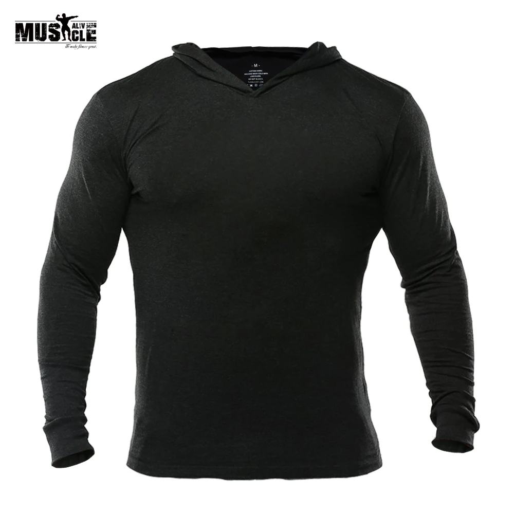 

MUSCLE ALIVE Sweatshirt Hoodie Men's Gym Clothing Bodybuilding Training Exercise Slim Fit Fitness Workout Male Cotton Sportswear