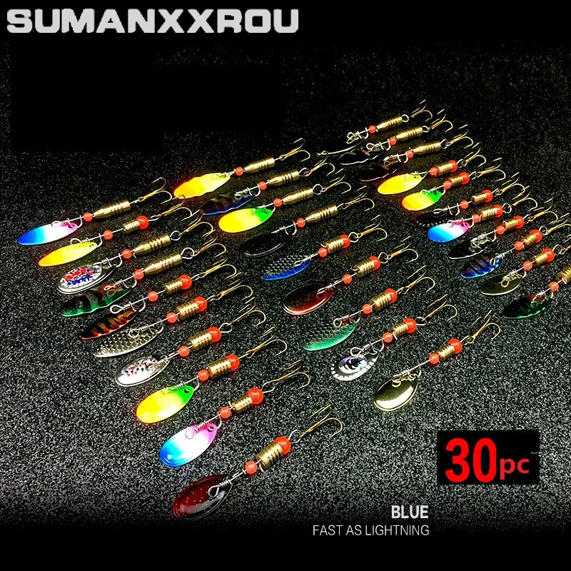 

10/30pcs/set Fishing Lure Metal Baits Rotation Sequins Spinners Spoon Bait Leurre Souple Fishing Wobblers