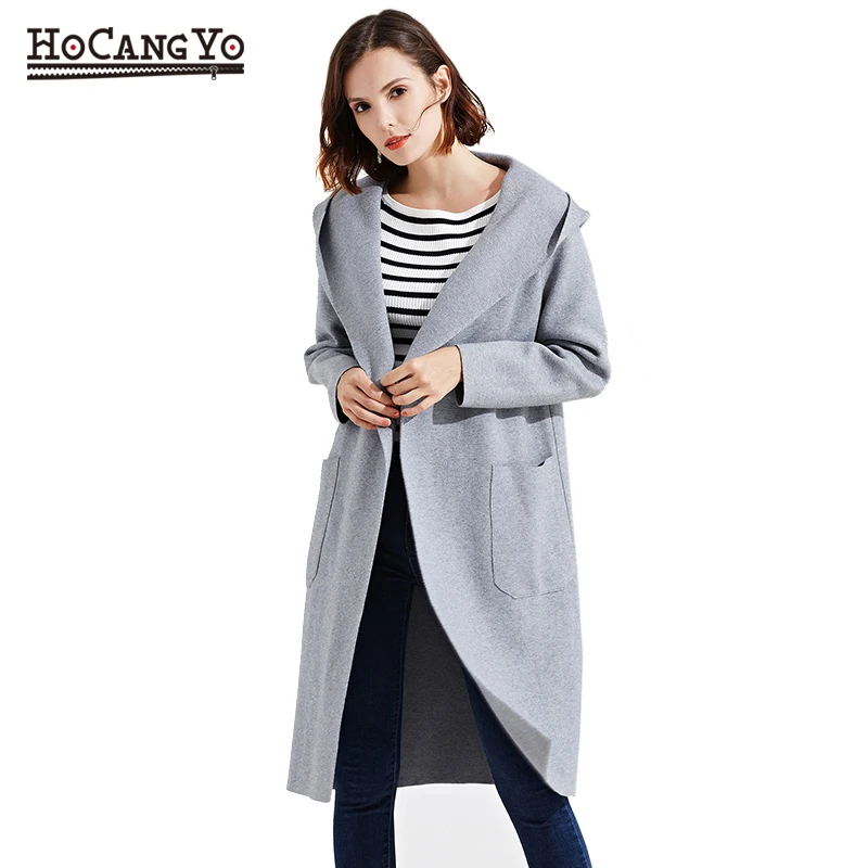 Winter Women Long Sweaters Cardigans Oversized Full Sleeve Thick Warm Knitted Cardigan Sweater Coats Hooded |