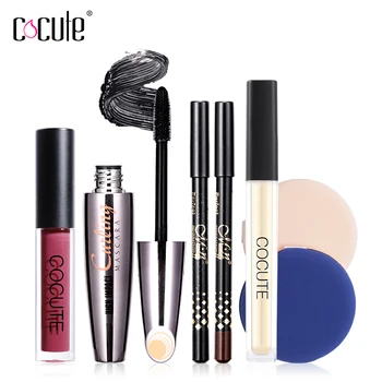 

Cocute Makeup Set 4Pcs Including Lip Gloss Concealer Volume Cruling Mascara and Air Cushion Makeup Puff for Daily&Party Use