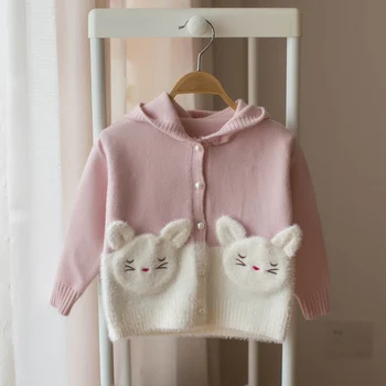 

Coat Baby Jacket Cardigan Ear Cartoon Casual Hooded Tops Children Clothes Outerwear Dropshipping Long Sleeve Sweater Outwear 4T
