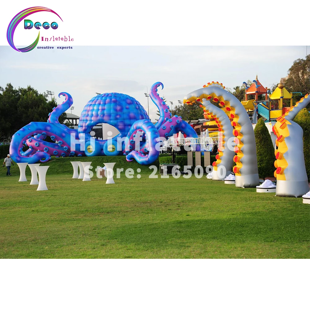 

8m(W)*3m(H)*2.5m(D) stage event decoration inflatable tentacle inflatable octopus DJ booth tent without blower without led