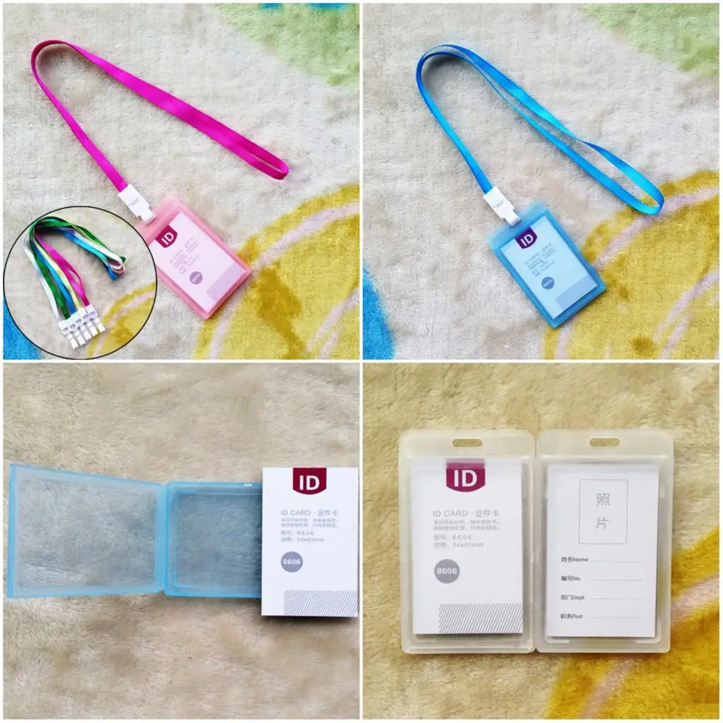 

1Pc Portable String Porte Carte Credit PU Card Case Holder Fashion ID Bus Identity Badge With Lanyard 5 Color54*85mm