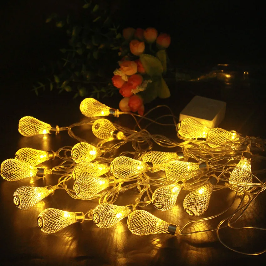 4M 20pcs Metal Drop 8 Modes Garland Fairy String Light Christmas Decoration 220V Indoor Outdoor Party Wedding New year Lights 4M 20pcs Metal Drop 8 Modes Garland Fairy String Light Christmas Decoration 220V Indoor Outdoor Party Wedding New year Lights