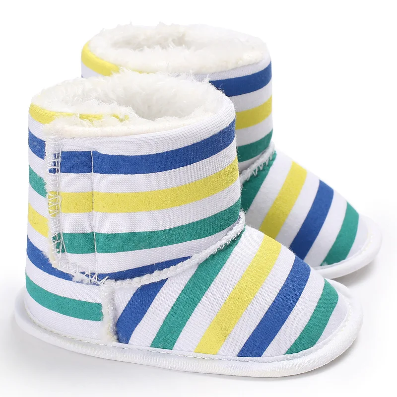 Для новорожденных обувь не скользит унисекс Зимние теплые детские пинетки на мягкой подошве Младенческая малышей обувь в полоску зимние сапоги - Цвет: D1